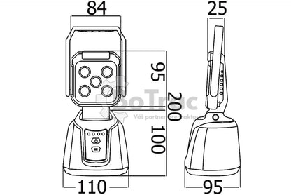 Impos LED Akumulátorový pracovný reflektor 15W - Čierna / Polykarbonát / Impos - Big light 3x5w