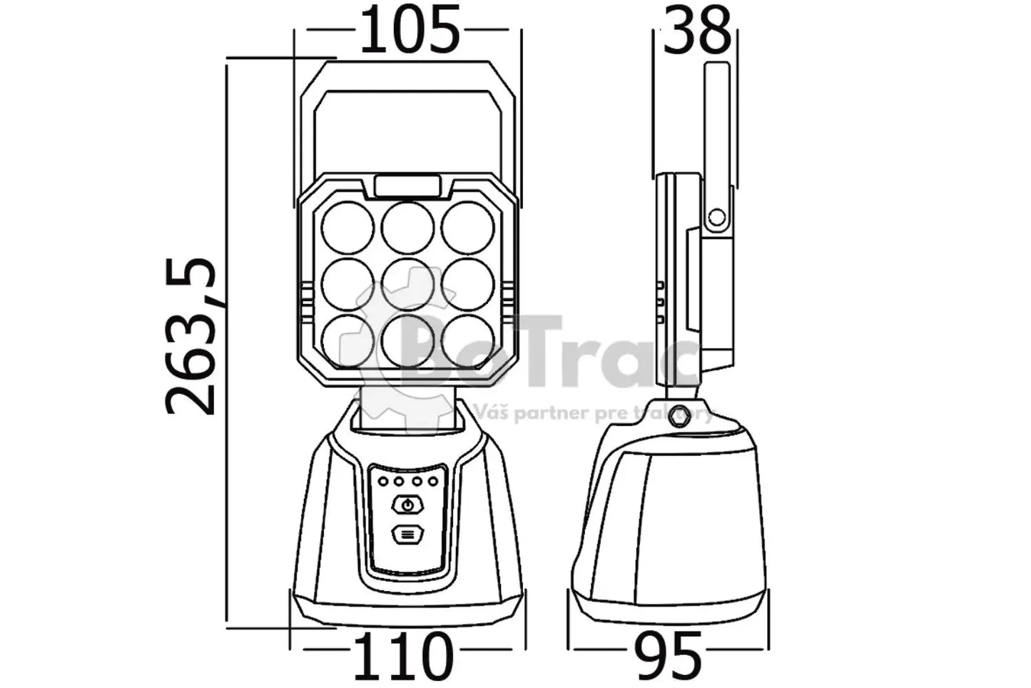 Impos LED Akumulátorový pracovný reflektor 27W - Čierna / Hliník a Polykarbonát / Impos - Big light 27w