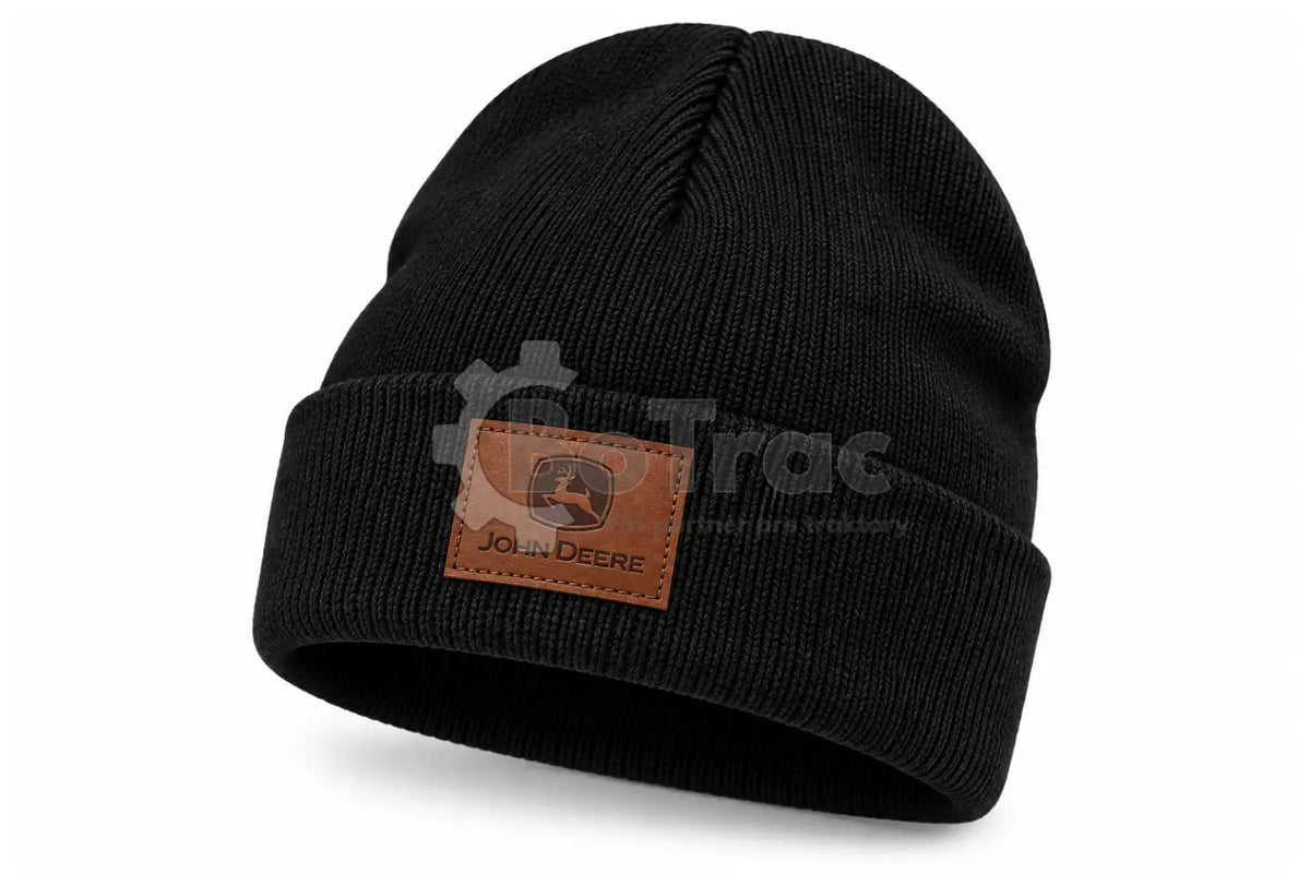 John Deere čierna pletená čiapka s koženým logom - John Deere - JD black winter beanie leather logo